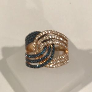 SWAROVSKI Lemon Knot Ring Blue Sz 7